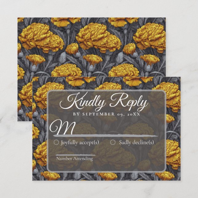 Retro Custom Carnation Inspired Seaside Wedding RSVP Card (Front/Back)