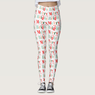 Retro Custom Colors Christmas Merry and Bright Leggings