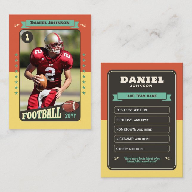 Retro Custom Football Trading Card Player Card (Front/Back)