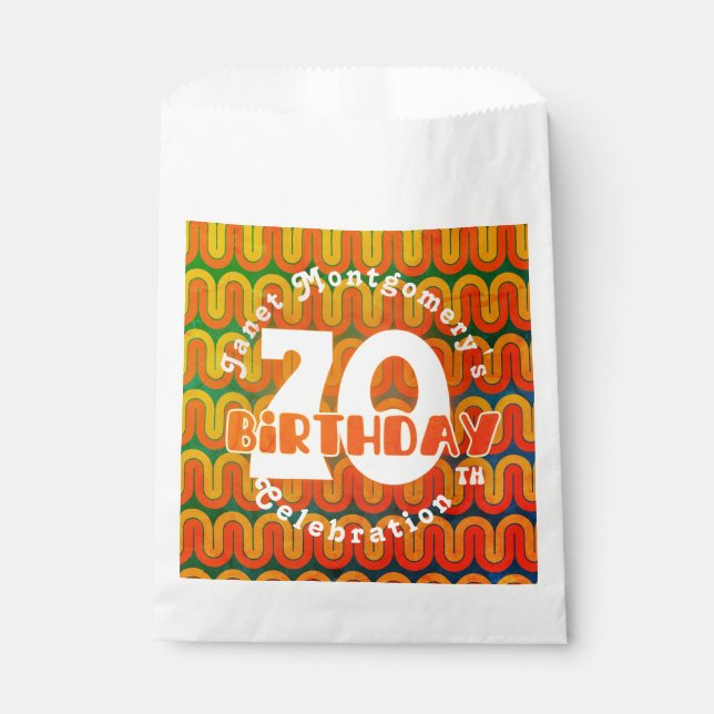Retro Custom Hippie Psychedelic 70th Birthday  Favour Bags (Front)