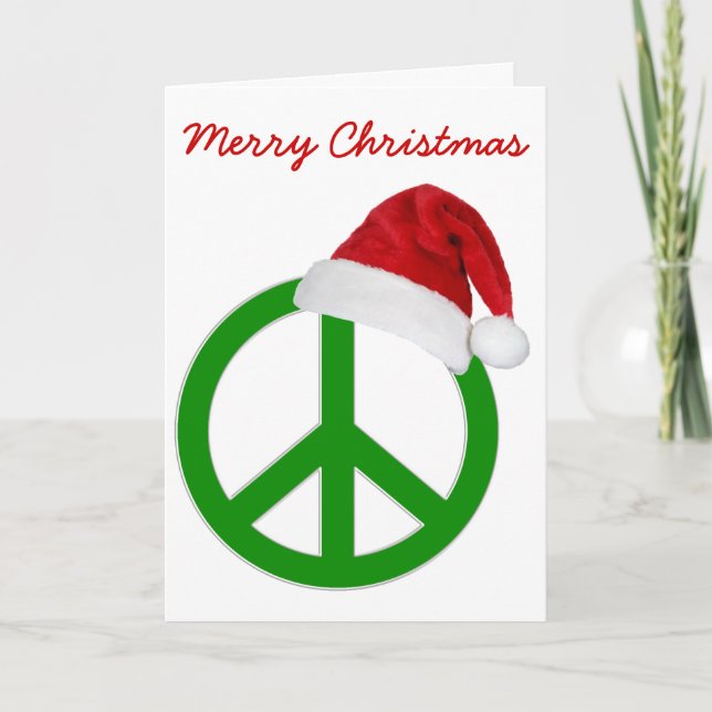 Retro Custom Hippy Peace Christmas Greeting Card (Front)