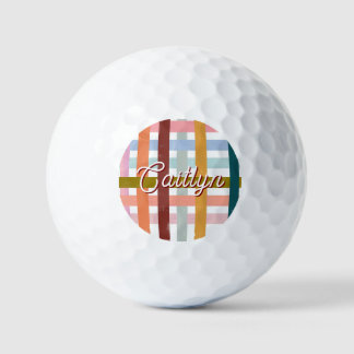 Retro CUSTOM Name Woven Roller Stripes Golf Balls