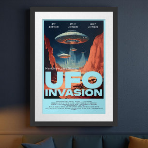 Retro Customised Sci Fi UFO Home Theatre Movie Poster