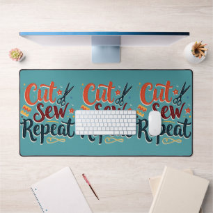 Retro "Cut Sew Repeat" Sewing Lover Design Desk Mat