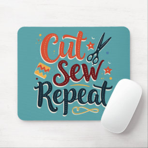 Retro "Cut Sew Repeat" Sewing Lover Design Mouse Mat