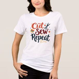 Retro "Cut Sew Repeat" Sewing Lover Design Tri-Blend Shirt