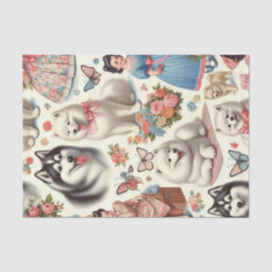 Retro Cute American Eskimo Seamless Tissue Paper