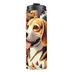 Retro Cute Beagle Illustration Thermal Tumbler