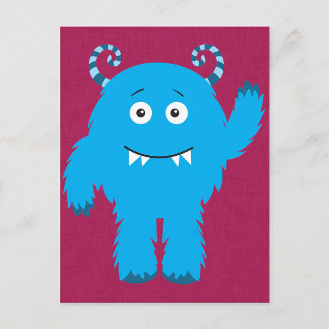 Retro Cute Blue Monster Postcard | Zazzle
