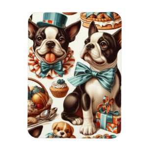 Retro Cute Boston Terrier Illustration Magnet