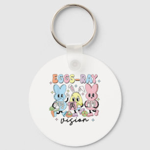 Retro Cute Bunny Eggs Ray Vision Nurse Easter Day Key Ring
