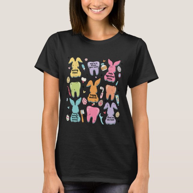 Retro Cute Bunny Teeth Dental Squad Funny Dentist  T-Shirt (Front)