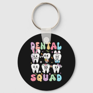 Retro Cute Bunny Teeth Funny Dentist Easter Day De Key Ring