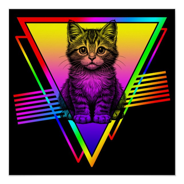 Retro Cute Cat Poster (Front)