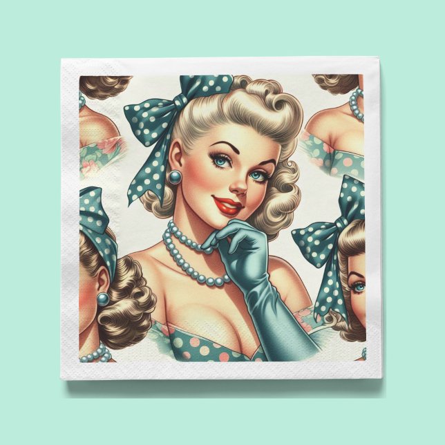 Retro Cute Classic Pinup Napkin (Creator Uploaded)