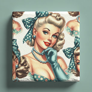Retro Cute Classic Pinup Stone Coaster