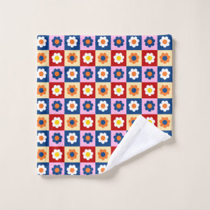 Retro Cute colorful Flowers Pattern  Wash Cloth