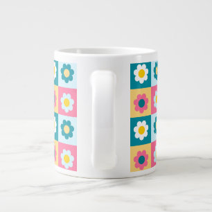 Retro Cute colorful Pastel Flowers Pattern Large Coffee Mug