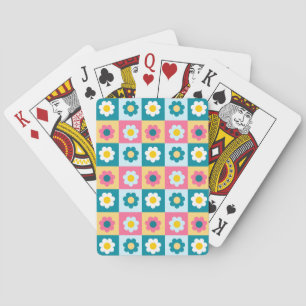 Retro Cute colorful Pastel Flowers Pattern Playing Cards