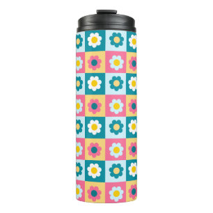Retro Cute colorful Pastel Flowers Pattern Thermal Tumbler