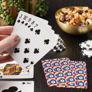 Retro Cute colourful Flowers Pattern Playing Cards
