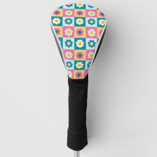 Retro Cute colourful Pastel Flowers Pattern  Golf Head Cover