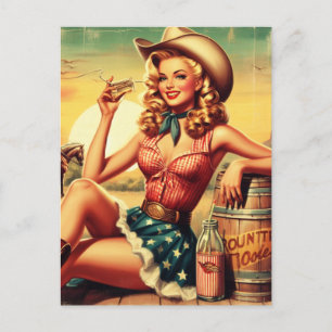 Retro Cute Cowgirl Postcard