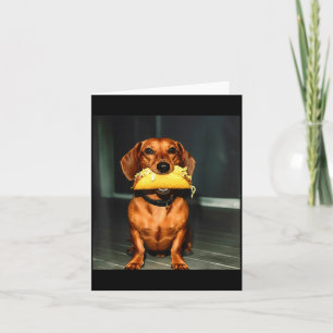Retro Cute Dachshund Dog Eating Taco Meme Mexican Card