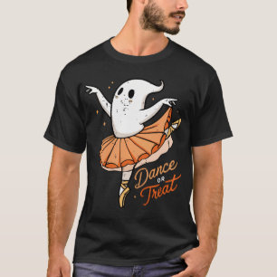 Retro Cute Dance Or Treat Ballet Ghost Halloween T-Shirt