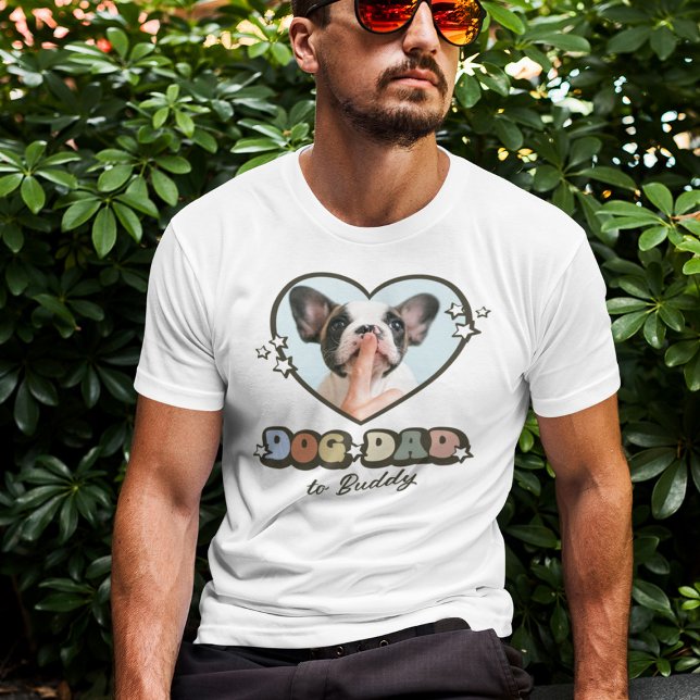 Retro Cute Dog Dad Heart Photo T-Shirt (Creator Uploaded)