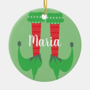 Retro Cute Elf Feet Heels Christmas Present Ceramic Tree Decoration