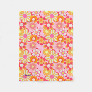 Retro Cute Flower Design Pink Fleece Blanket