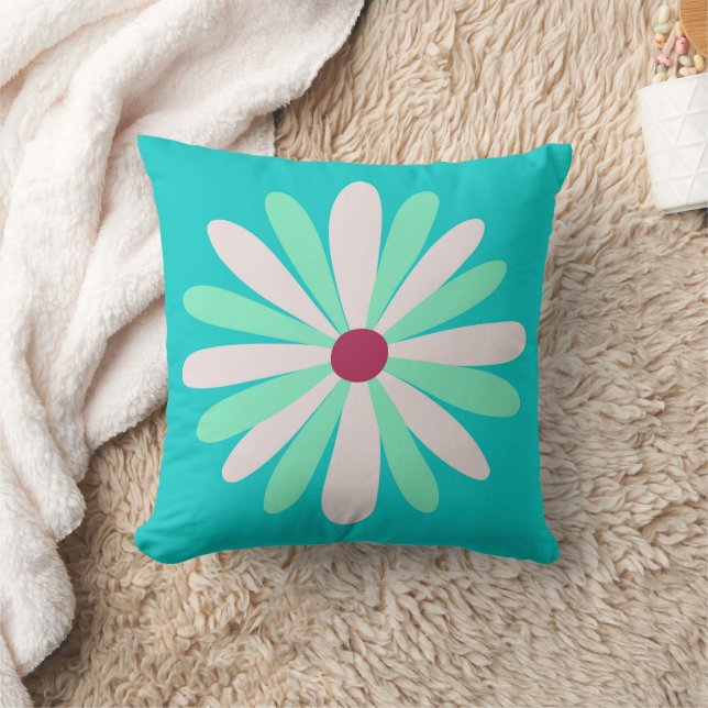 Retro Cute Flower Graphic Art Throw Pillow (Blanket)
