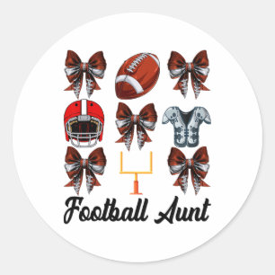 Retro Cute Footll Aunt Bow Footll Mum Mothers Day  Classic Round Sticker