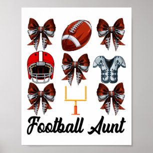 Retro Cute Footll Aunt Bow Footll Mum Mothers Day  Poster