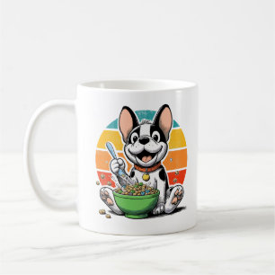 Retro Cute French Bulldog Eating Cereal For Dad Coffee Mug