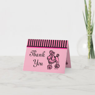 Retro Cute French Pink Poodle Thank You Card