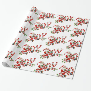 Retro Cute Fun Santa Joy Holiday Gift Wrapping Paper