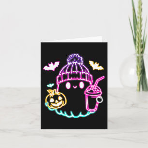 Retro Cute Ghost Coffee Drinking Spooky Halloween  Card