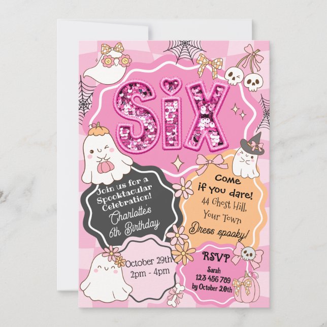 Retro Cute Ghost Spooky Halloween Invitation (Front)