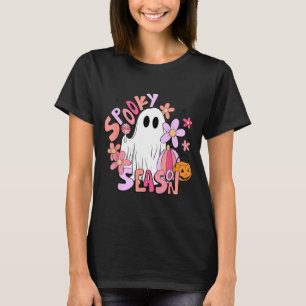 Retro Cute Ghost Spooky Season Funny Halloween T-Shirt