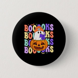 Retro Cute Ghost Teacher Halloween Librarian Read 6 Cm Round Badge