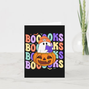 Retro Cute Ghost Teacher Halloween Librarian Read  Card