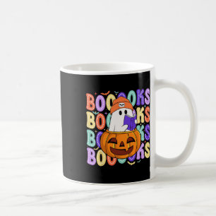 Retro Cute Ghost Teacher Halloween Librarian Read Coffee Mug
