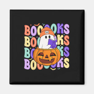 Retro Cute Ghost Teacher Halloween Librarian Read  Magnet