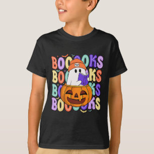 Retro Cute Ghost Teacher Halloween Librarian Read T-Shirt