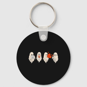 Retro Cute Ghost Valentines Day Women Men Kids 1 Key Ring