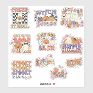 Retro Cute Ghosts Halloween Sticker Pack