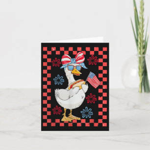 Retro Cute Girl 4th Of July Goose Hot Dog Independ Card