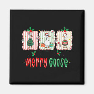 Retro Cute Goosmas Christmas Funny Just A Merry Go Magnet
